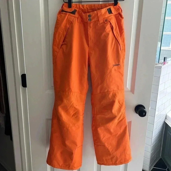 Zermatt ski pants- unisex youth size Large.  Adjustable waist. Orange. GUC - Picture 1 of 13